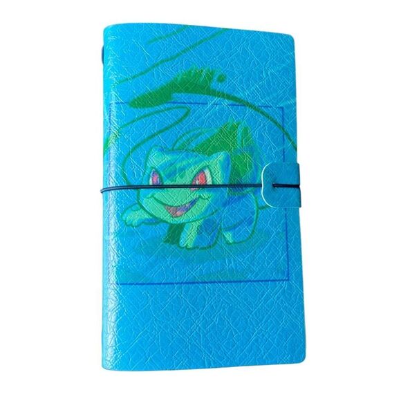 Bulbasaur Pokémon Blue & Green Faux Leather Reusable Travelers Notebook 8x4.5” - Picture 1 of 9